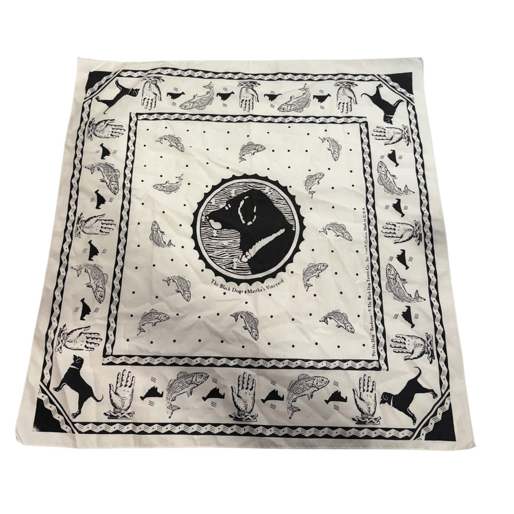 The Black Dog Martha's Vineyard Bandana Vintage Cotton Pet The Dog Scarf USA